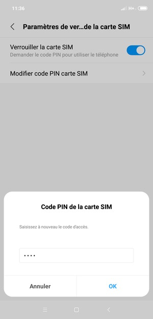 Veuillez confirmer votre nouveau code PIN et sélectionner OK