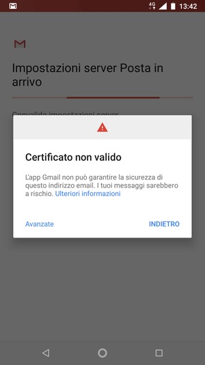 Seleziona INDIETRO