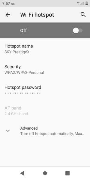 Select Hotspot password