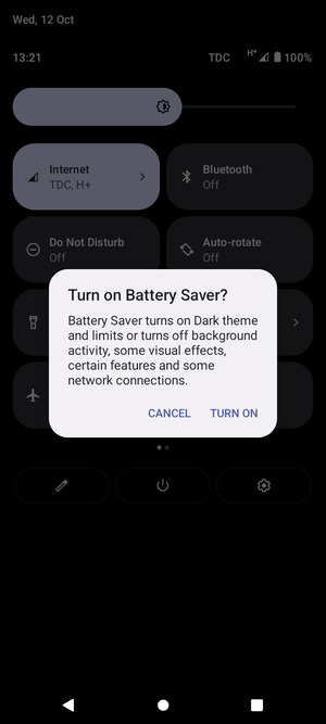 Select TURN ON