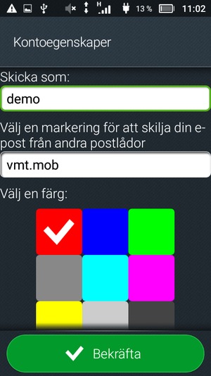 Ge ditt konto ett namn och ange ditt namn. Välj Bekräfta