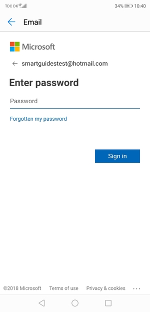 Enter your  Hotmail password and select Sign in
