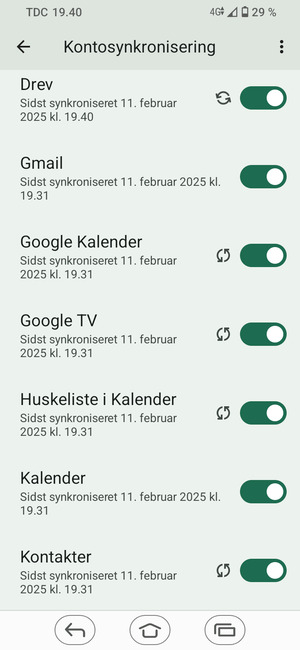Kontroller at Kontakter er valgt