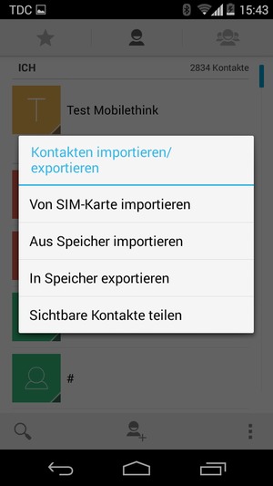 Wählen Sie Von SIM-Karte importieren