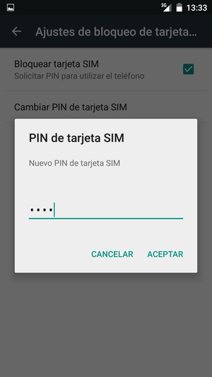 Introduzca su Nuevo PIN de tarjeta SIM y seleccione ACEPTAR