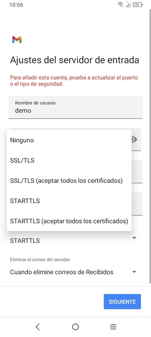 Seleccione Ninguno y SIGUIENTE
