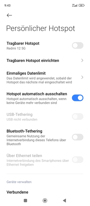 Wählen Sie Tragbaren Hotspot einrichten