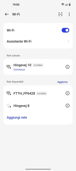 Ora sei connesso alla rete Wi-Fi