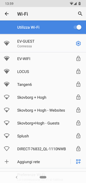 Ora sei connesso alla rete Wi-Fi