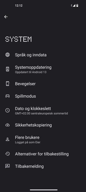 Velg Systemoppdatering
