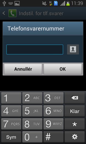 Indtast Telefonsvarernummer og vælg OK