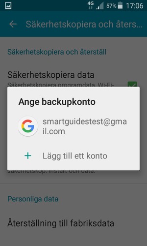 Tryck på ditt säkerhetskopieringskonto