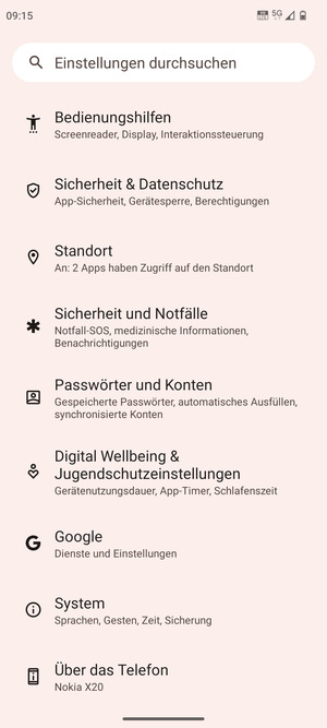 Scrollen Sie und wählen Sie System
