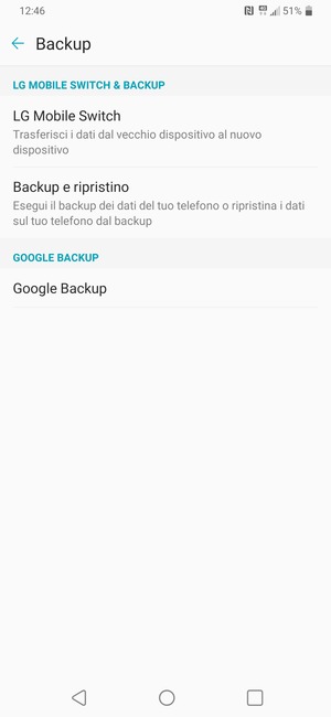 Seleziona Google Backup