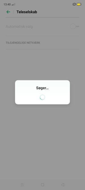 Afvent at søgningen er afsluttet