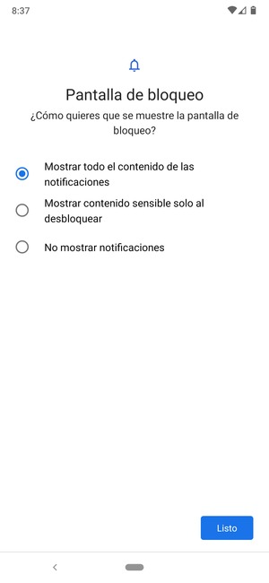 Seleccione la opción deseada y seleccione Listo