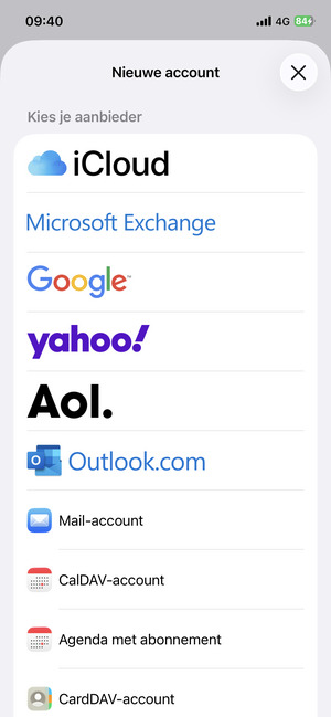 Selecteer Mail-account