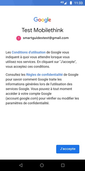 Sélectionnez J'accepte