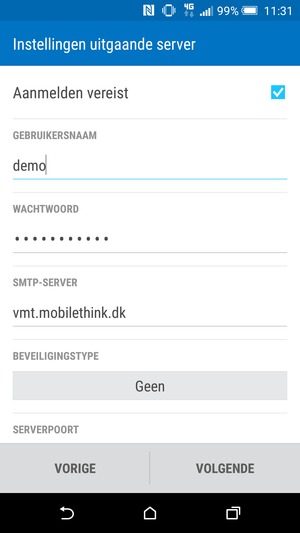 Voer Uitgaand serveradres in