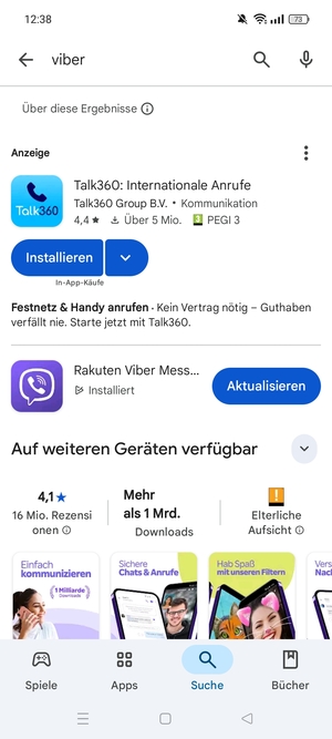 Wählen Sie die App