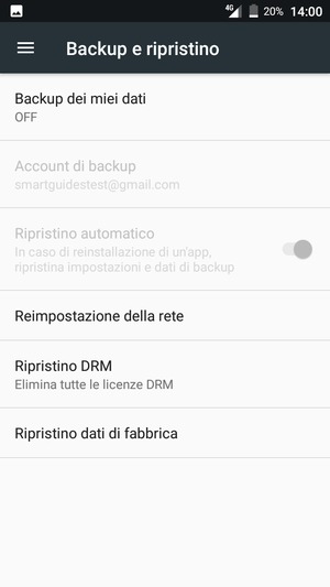 Seleziona Backup dei miei dati