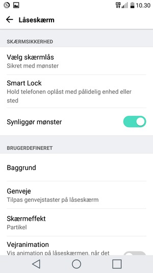 Din telefon er nu sikret med en skærmlås