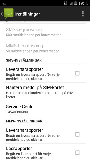 Scrolla till och välj Service Center