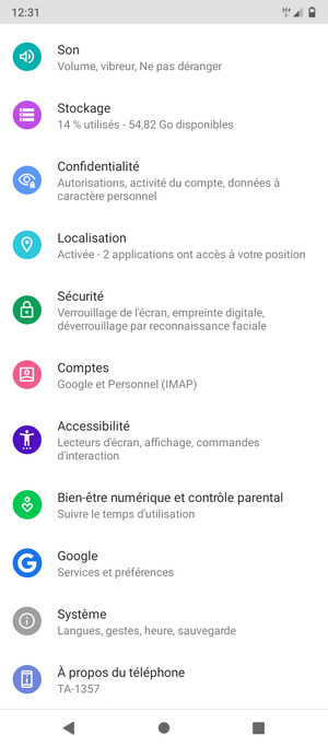 Faites défiler et sélectionnez Sécurité