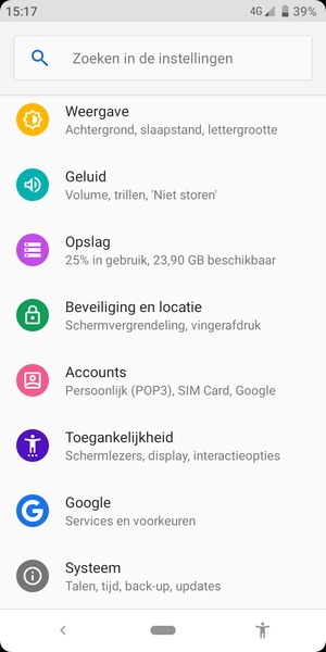 Scroll naar en selecteer Beveiliging en locatie