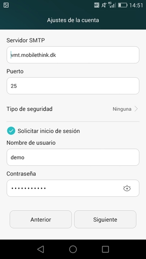 Introduzca la dirección de servidor saliente