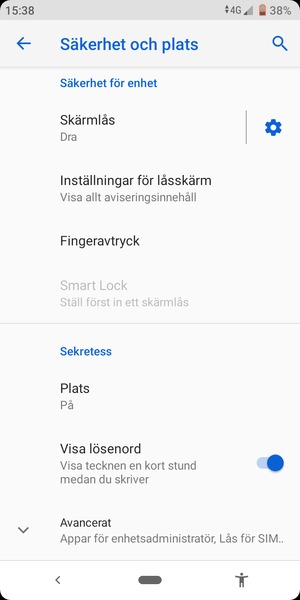 Scrolla till och välj Plats