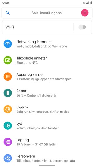 Velg Nettverk og internett