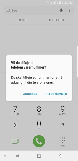 Hvis din telefonsvarer ikke er sat op, vælg TILFØJ NUMMER