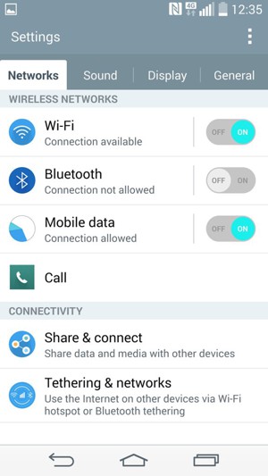 Select Tethering & networks
