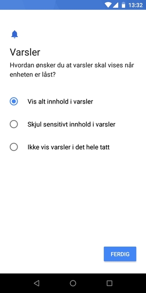 Velg ønsket alternativ og velg FERDIG