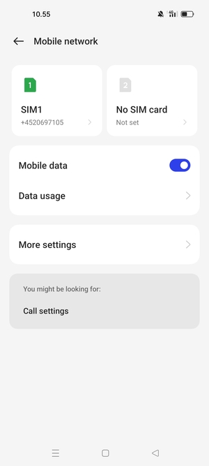 Select SIM1 or SIM2