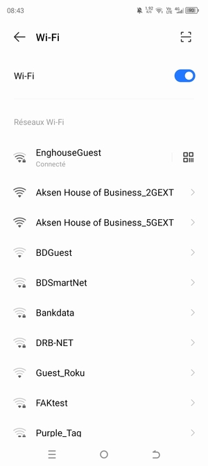 Vous êtes maintenant connecté au réseau Wi-Fi