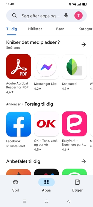 Vælg søgefeltet