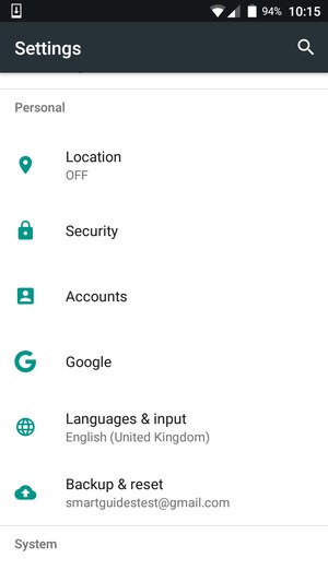 Return to the Settings menu and select Accounts