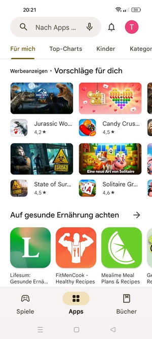 Wählen Sie die Suchleiste