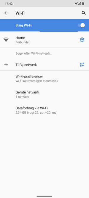 Du er nu tilsluttet Wi-Fi netværket