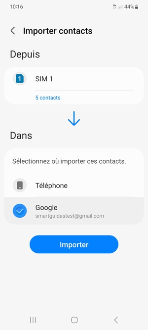 Sélectionnez Importer
