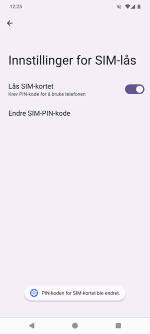 Din PIN-kode for SIM-kort er endret