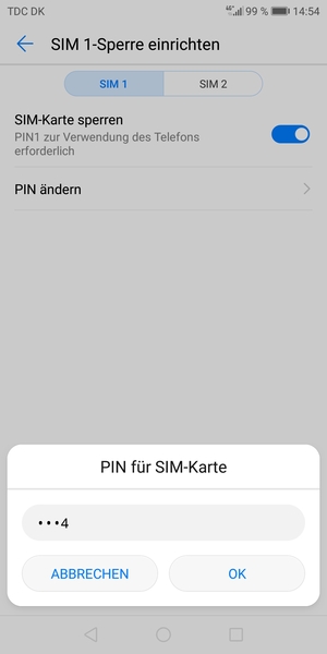 Geben Sie Ihre Alte PIN der SIM-Karte ein und wählen Sie OK