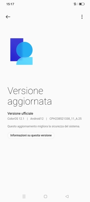 Se il tuo telefono è aggiornato, vedrai la seguente schermata