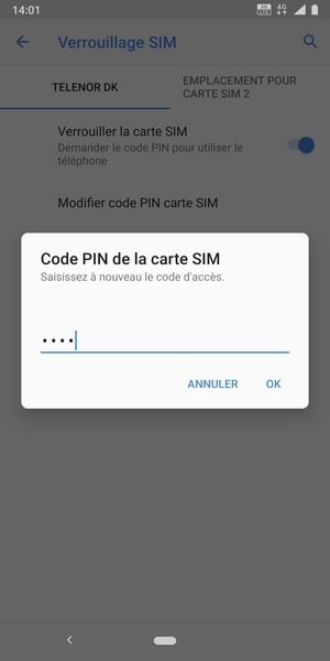 Veuillez confirmer votre nouveau code PIN de la carte SIM et sélectionner OK
