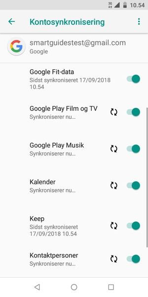 Dine oplysninger vil blive synkroniseret