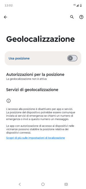 Disattiva Usa posizione