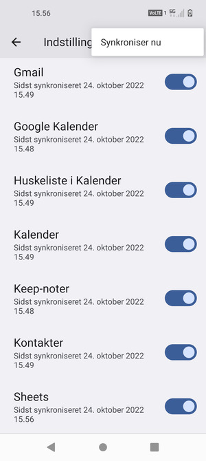Vælg Synkroniser nu