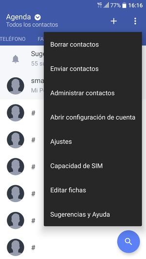 Seleccione Administrar contactos
